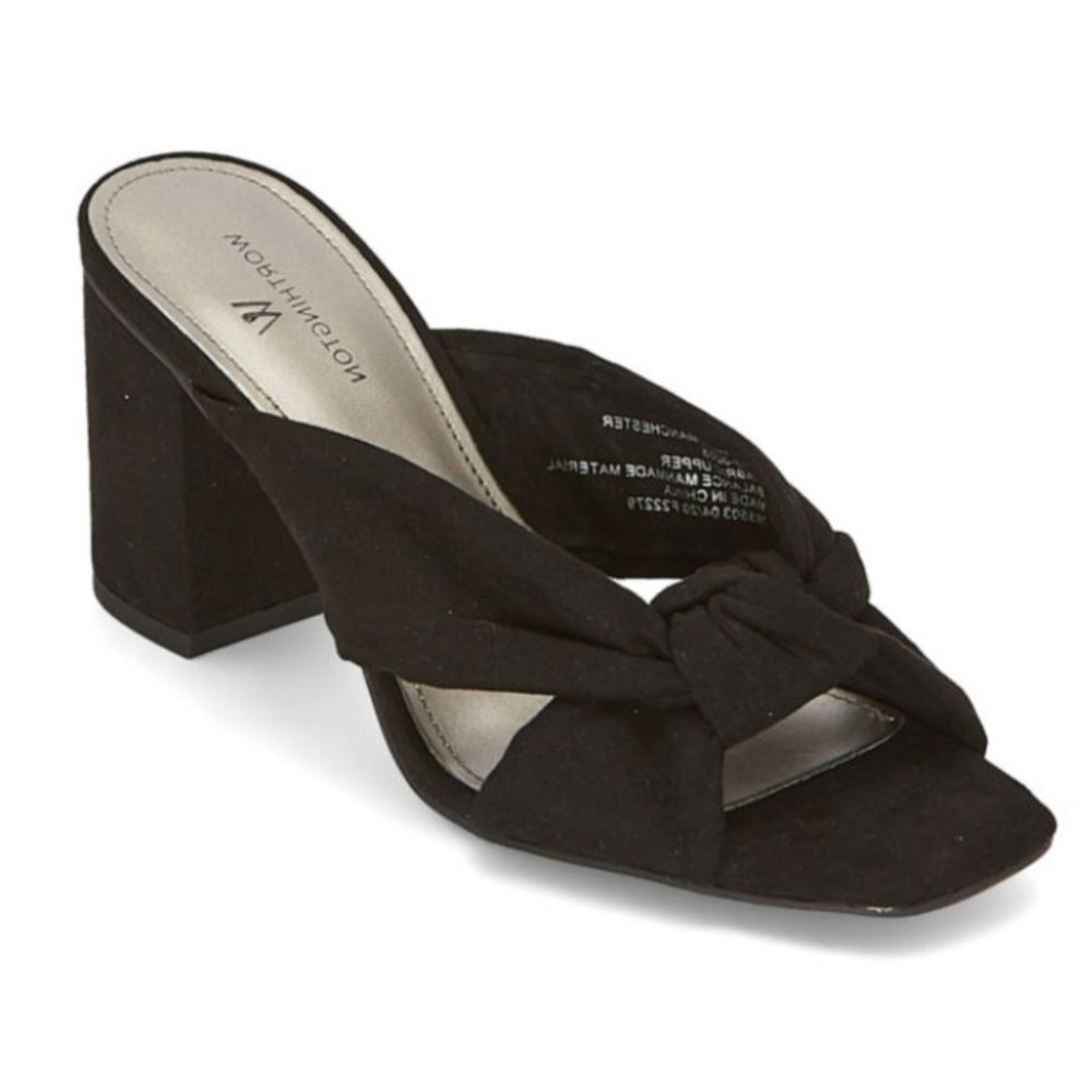 Worthington Women's Manchester Mules Heels Black Dress Shoes